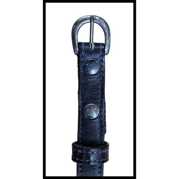 BED|STU Leather Belt 2 Snap Metal Buckle Strap Perforated Dot Gunmetal Large - Picture 5 of 11